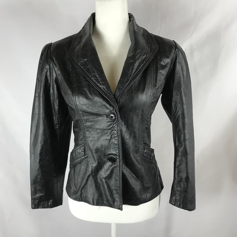 GENUINE LEATHER BLACK SIZE 5/6 JACKET